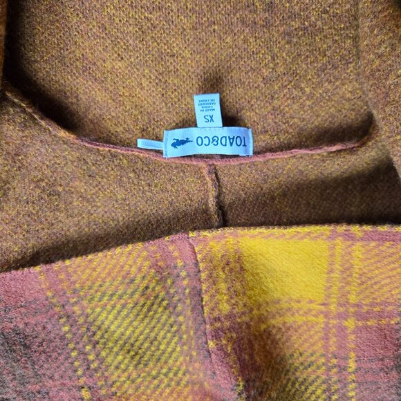 Toad & Co Heartfelt Hoodie Wool Yellow Orange Plaid XS - Picture 8 of 8